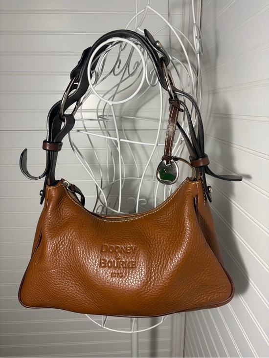 Dooney & Bourke Handbags - Dooney & Bourke -East West Hobo Bag in Brown Pebbled Leather W/ Dark Brown Strap
